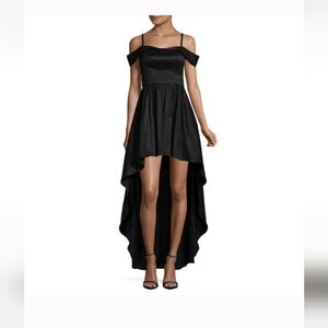 B. Smart  Cocktail Dress Size 11/12 Black High-Low with Cold Shoulder